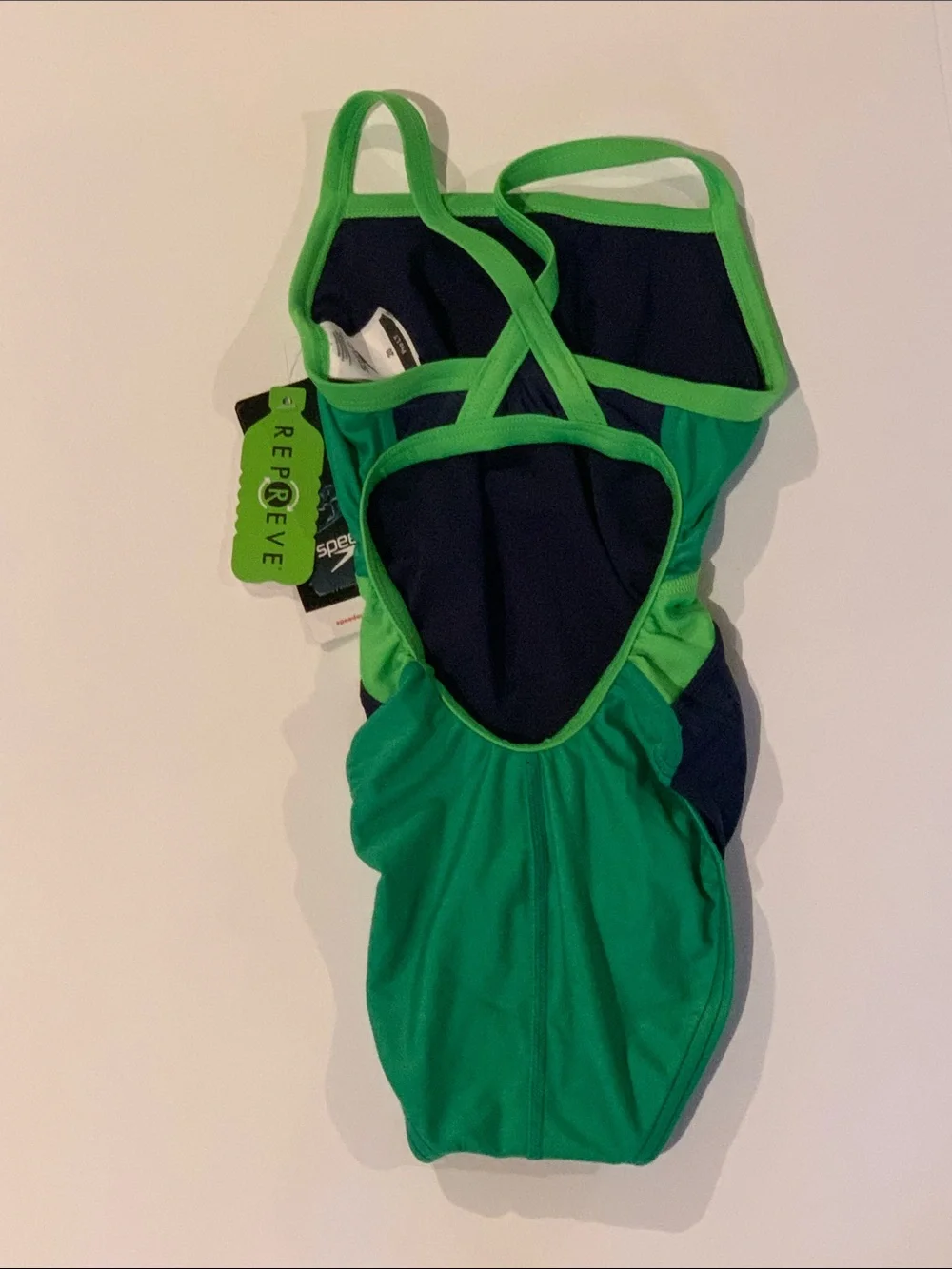 Speedo Navy and Bright Green Girls' One-Piece Swimsuit Size 20 NWT